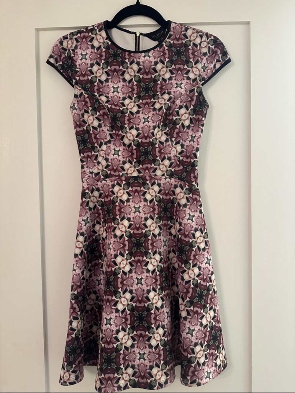 Ted Baker Purple Floral Fit-and-Flare Mini Dress